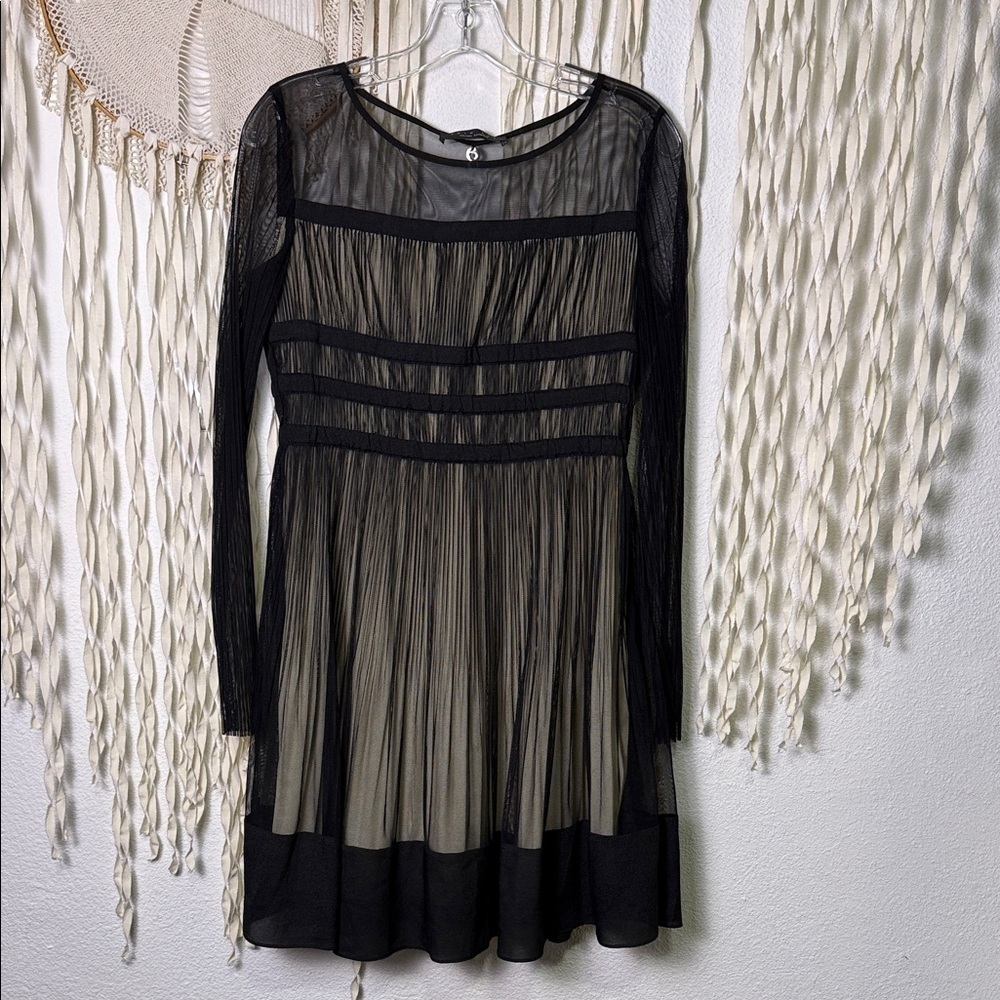 Twinset by Simona Barbieri Black Mesh Long Sleeve Mini Dress Size Small - Picture 4 of 13